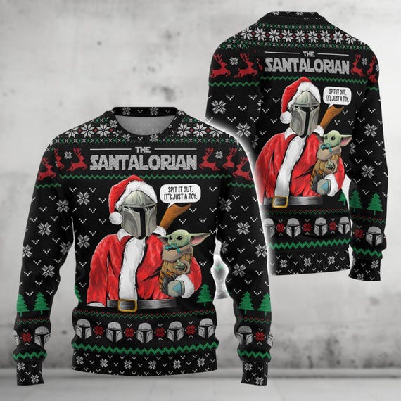 Christmas Darth Vader and Baby Yoda Ugly Sweater Star Wars Xmas Sweater Santalorian Shirt Mandalorian Sweater Disney Movie Sweater Etsy