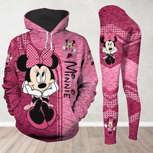 Custom Minnie Hoodie And Leggings, Minnie Mouse Shirt, Disney Cartoon Hoodie, Disneyworld Hoodie, Disneyland Shirt, Gift For Women Her