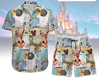 Vintage Disney Mickey And Friends Hawaiian Shirt, Disney World Hawaii Shirt, Disney Family Trip Shirt, Disneyland Summer Beach Shirt