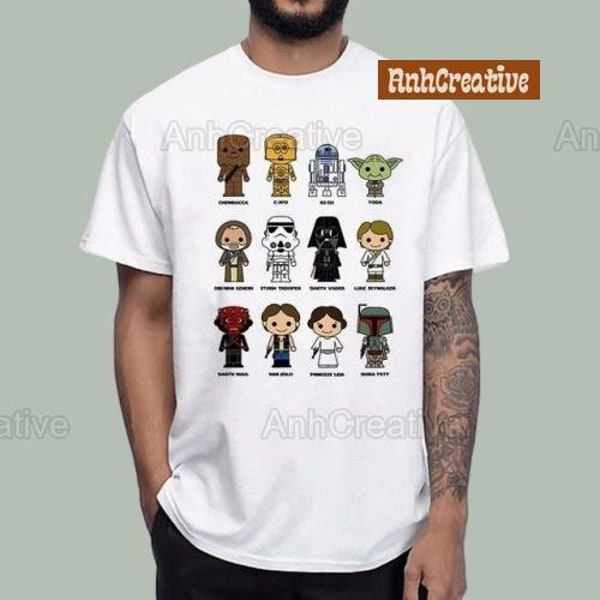 T-shirt Star Wars Grande Taille, Disney Star Wars, Star Wars Characters Shirt, Vintage Star Wars T-shirt, Movie Shirt, Star Wars Shirt