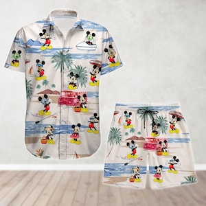 Mickey Mouse Button Shirt And Shorts, Mickey Hawaiian Shirt, Disney Movie Tropical Shirt, Summer Beach Shirt, Disney Vacation Shirt