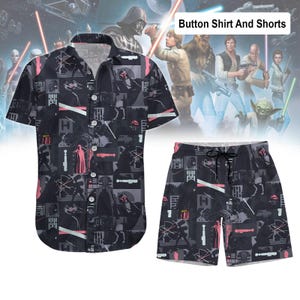Star Wars Button Shirt, Men Shorts, Starwars Hawaiian Summer Beach Shirt, Disney Movie Shirt, Disneyland Hawaii Shirt,Disneyworld Shirt