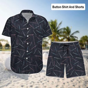 Star Wars Lightsaber Button Shirt, Men Shorts, Starwars Hawaiian Summer Beach Shirt, Disney Movie Shirt, Star War Hawaii Shirt For Men