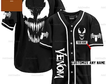 Benutzerdefinierte Venom Baseball Jersey, Venom Baseball Shirt, Venom Jersey Shirt, Venom Shirt, Venom 3 Shirt, Venom Liebhaber Geschenk, Film-Liebhaber Geschenk