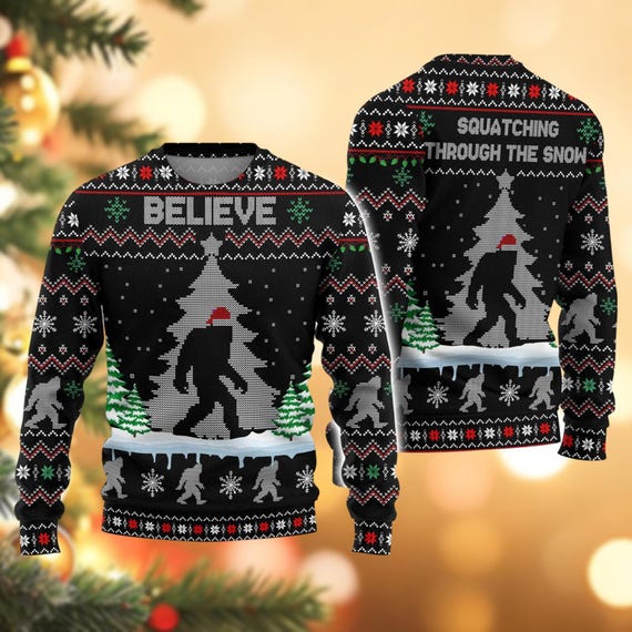 Sasquatching Through The Snow Xmas Gift For Bigfoot Believe T-Shirt Sasquatching Through The Snow Xmas Gift For Bigfoot Believe T-Shirt