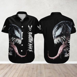 Custom Name Venom Button Shirt And Shorts, Eddie Brock Shirt, Men Shorts, Summer Shirt, Superhero Shirt, Avenger Shirt For Women Men