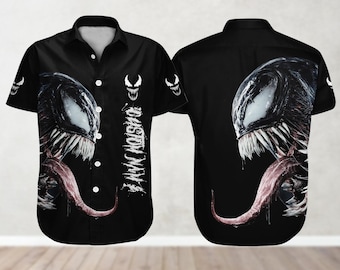 Custom Name Venom Button Shirt And Shorts, Eddie Brock Shirt, Men Shorts, Summer Shirt, Superhero Shirt, Avenger Shirt For Women Men