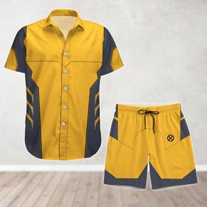 Halloween Wolverine Cosplay Costume, Wolverine Hawaiian Shirt, Logan Men&#39;s Shorts, Superheroes Button Up Shirt, Deadpool And Wolverine