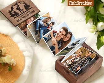 Boîte photo en bois, Cadeaux personnalisés pour couple, Boîte photo en bois L'aventure commence, Boîte à souvenirs en bois, Boîte souvenir, Album photo