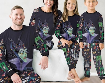 Halloween Maleficent Pajamas Set Disney Villains Matching Family Pajamas Disney Movie Christmas Pajamas Disney Witch Holiday Pajamas Etsy
