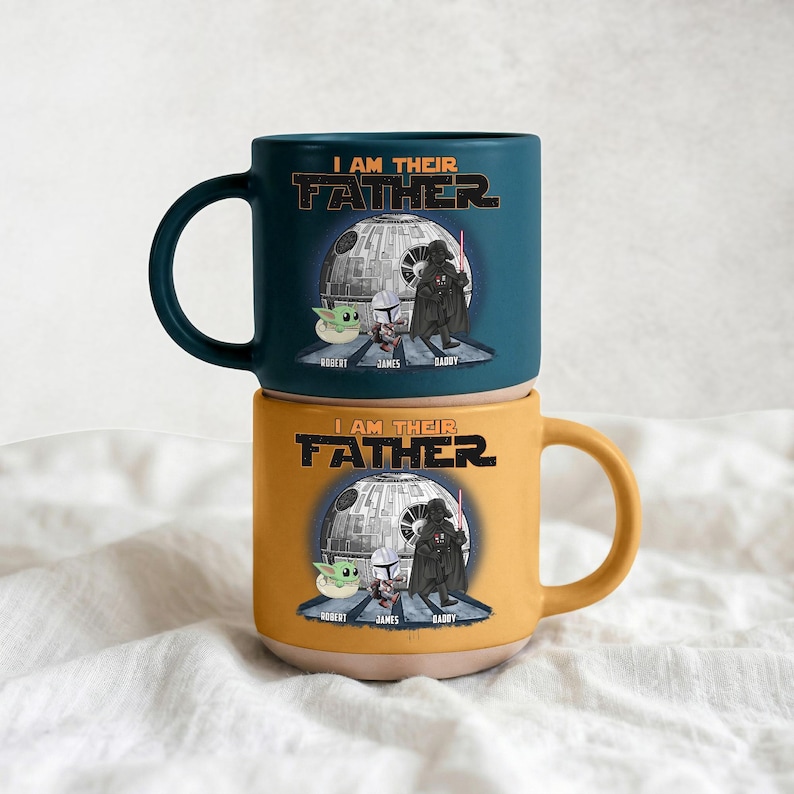 Custom I am The Father Ceramic Mug, Disney Star Wars Mug, Personalized Kid Name Darth Vader And Baby Yoda Cup, Fathers Day Gift For Dad