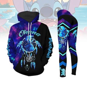 Custom Stitch Dreamcatcher Hoodie And Leggings, Disney Stitch Ohana Shirt, Disney Movie Cartoon Hoodie, Magic Kingdom, Disney World