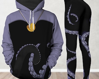 Ursula Hoodie And Leggings, Ursula Villain Octopus Cosplay Costume, Disney Villain Shirt, Bad Witch Hoodie, The Little Mermaid Costume