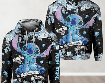 Custom Stitch Hoodie, Cute Disney Stitch Flowers Hoodie, Lilo And Stitch Shirt, Movie Cartoon Hoodie, Stitch Lover Gifts For Her him