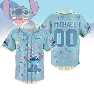 Custom Stitch Birthday Baseball Jersey Shirt, Lilo And Stitch Movie Baseball Shirt, Disney Stitch Jersey Shirt, Disney Family Shirts