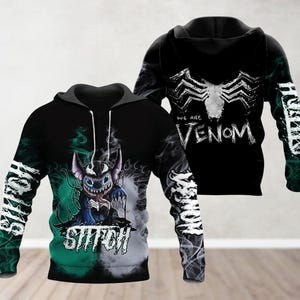 Sudadera con capucha de Stitch Venom, camiseta de Stitch, camiseta de Venom, sudadera de Lilo y Stitch, camiseta de superhéroe, regalo para amantes del cine, camiseta para hombre y mujer