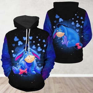 Cute Eeyore Hearts Hoodie, Disney Eeyore Hoodie, Winnie The Pooh Shirt, Donkey Movie Cartoon Hoodie For Women Men, Eeyore Lovers Gifts