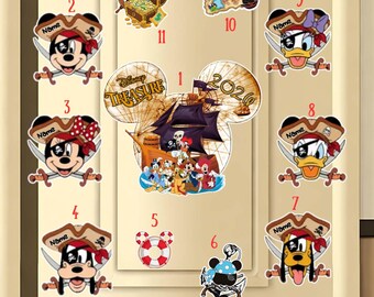 Imán personalizado de Mickey y sus amigos piratas, imán del crucero nocturno pirata de DCL, imán retro de Mickey pirata para nevera, imán de puerta pirata de Disney