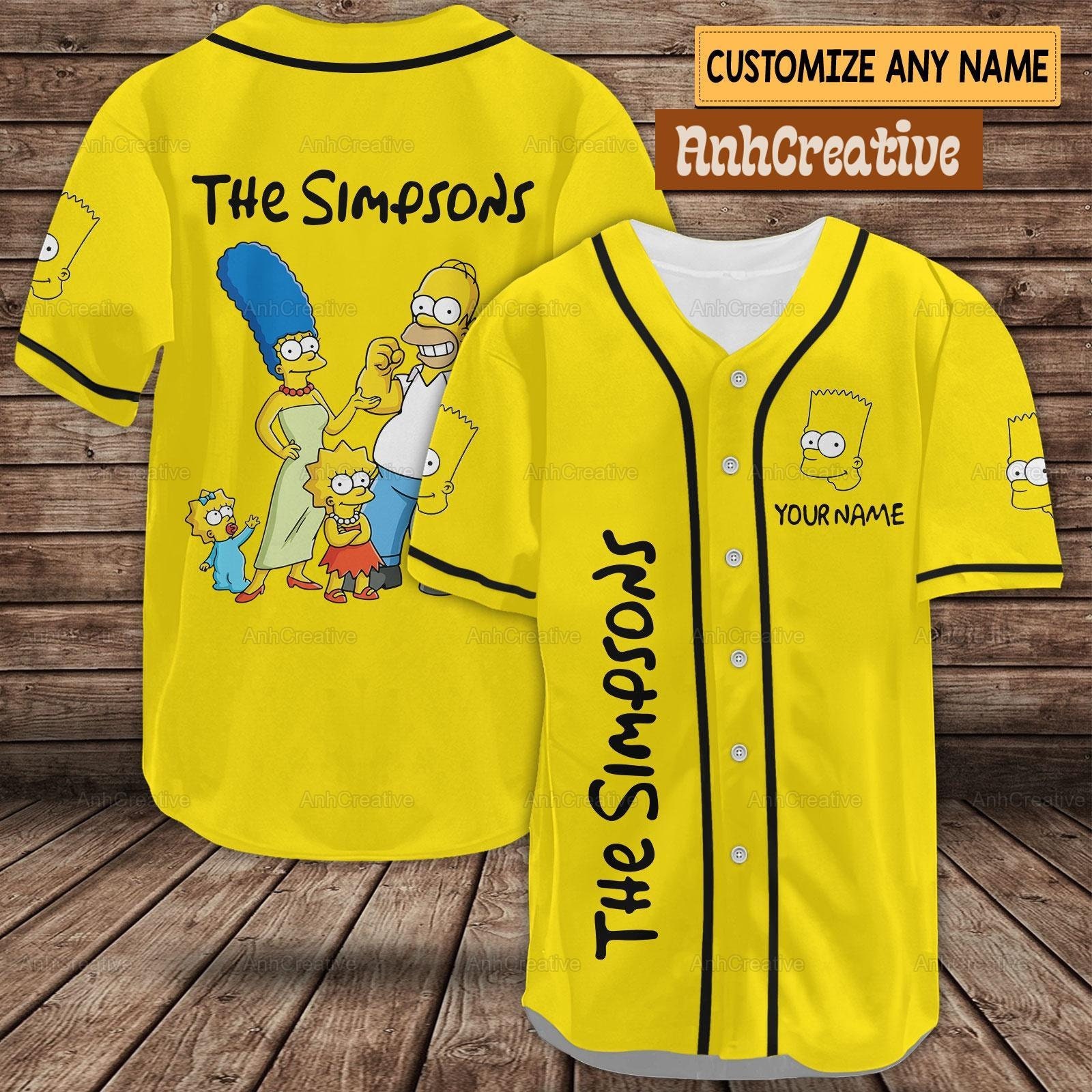 Custom The Simpsons Baseball Shirt, The Simpsons Shirt, The Simpsons Jersey Shirt, Bart Simpson Shirt, Comedy Cartoon Shirt, Marge Simp