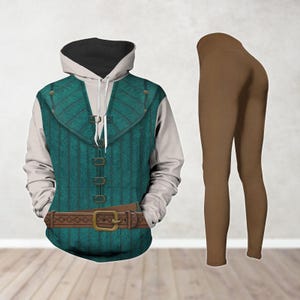 Disney Flynn Rider Kostüm Cosplay, verhedderter Hoodie, Leggings für Frauen, Rapunzel Kostüm, Disney Prinz Hoodie, Halloween Geschenk für ihn