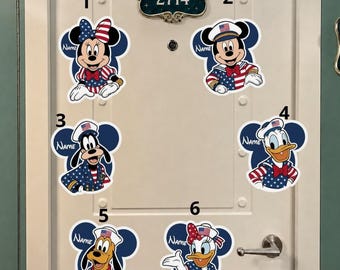 Imán personalizado de crucero Disney del 4 de julio de 2026, decoración de crucero de aniversario de EE. UU. con Mickey y sus amigos, imán decorativo de crucero Disney Sailor