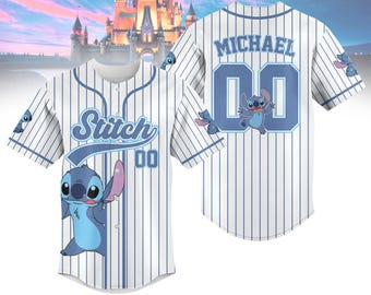Camiseta de béisbol de rayas con puntadas personalizadas, camiseta de béisbol de Lilo y Stitch de Disney, camiseta de Disneyland, camiseta de Disneyworld, regalos de Magic Kingdom