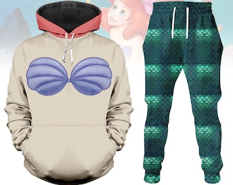 Disney Ariel Princess Costume Hoodie/Leggings, Little Mermaid Cosplay, Disneybound Shirt, Halloween Hoodie For Women, Gift For Her