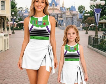 Halloween Buzz Lightyear Tennis Skirt Dress, Disney Matching Dress, Toy Story Character Costume, Robot Cosplay, Cowgirl Gift For Her