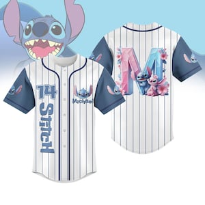 Custom Stitch And Angel Striped Baseball Jersey Shirt, Lilo And Stitch Baseball Shirt, Disney Movie Jersey Shirt, Disney Family Shirts