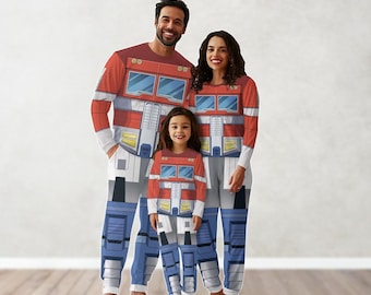 Transformer Optimus Prime Pajamas Set For Family, Optimus Prime Cosplay Costume, Movie Character Halloween Shirt, Christmas Pajamas