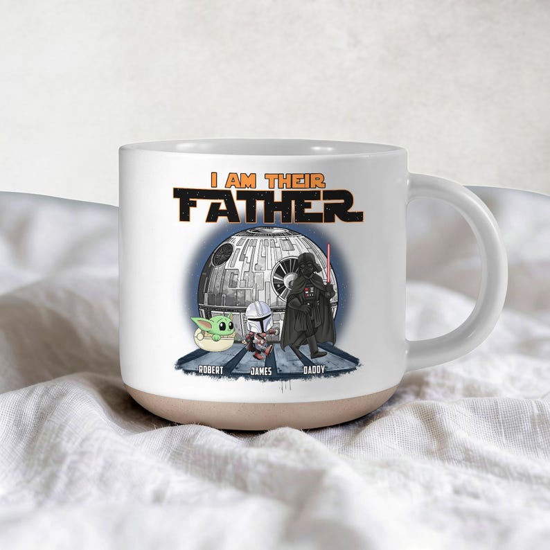 Custom I am The Father Ceramic Mug, Disney Star Wars Mug, Personalized Kid Name Darth Vader And Baby Yoda Cup, Fathers Day Gift For Dad