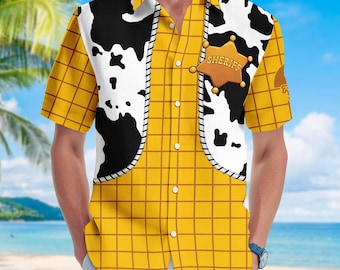 Camisa con botones de Woody, disfraz de Woody de Toy Story para cosplay, camisa hawaiana de Toy Story, camisa hawaiana de Disney, regalos de Halloween