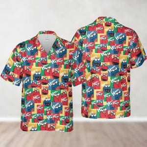 Camisa hawaiana de los Muppets, camisa hawaiana de los Muppets, camisa con botones de la película de dibujos animados de los Muppets, camisa de vacaciones de verano, regalo para amigos