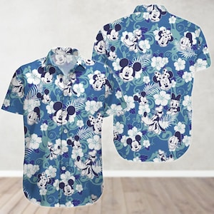Disney Characters Button Shirt, Mickey And Friends Hawaiian Shirt, Summer Beach Shirt, Mickey Minnie Donald Daisy Goofy Pluto Shirt