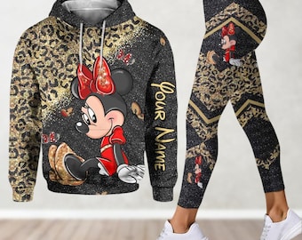 Retro Minnie Maus Hoodie und Leggings, Benutzerdefinierter Minnie Hoodie, Disney Urlaub Hoodie, Disneyland Mickey Hoodie, Magic Kingdom Shirt