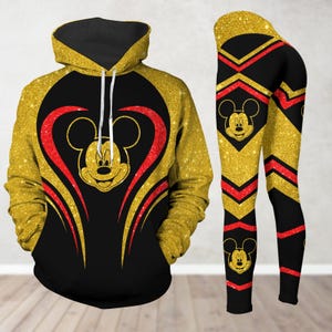 Sudadera y leggings con purpurina de Mickey Mouse, sudadera con capucha de Mickey de Disney, leggings de mujer de Disneyland, regalo para amantes de Mickey, camiseta de Disneyworld