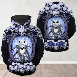 Custom Jack Skellington Hoodie, Nightmare Before Christmas Shirt, Disney Movie Cartoon Hoodie Men Women, Skeleton Hoodie, Skull Shirt