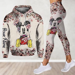 Custom Mickey Mouse Flower Hoodie, Disney Floral Leggings For Women, Cute Mickey Shirt, Movie Cartoon Hoodie, Disney Vacation Gifts