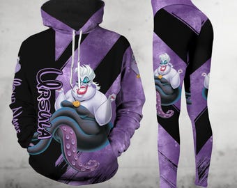 Sudadera y leggings personalizados de Úrsula, camiseta de Úrsula de Disney, sudadera con capucha de dibujos animados de películas, sudadera con capucha de villana de Disney, sudadera con capucha de brujas de Disneyworld