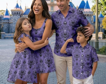 Haunted Mansion Matching Family Shirt, Disney Haunted Mansion Hawaiian Shirt, Hitchhiking Ghosts Hawaii Shirt, Foolish Mortals Shirt