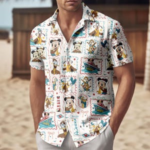 Mickey and Friends Disney Alaska Cruise Button Shirt, Alaska Vacation Disney Cruise Hawaiian Shirt, Alaska Family Cruise Summer Shirt