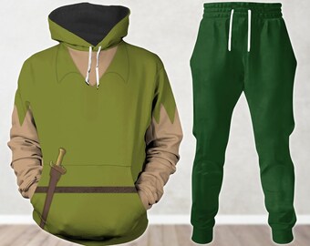 Disney Peter Pan-kostuum met capuchon, herenjoggingbroek, shirt Magic Kingdom, Disneyland Family-cosplay, Disney Adventure-merchandise, Halloweencadeau