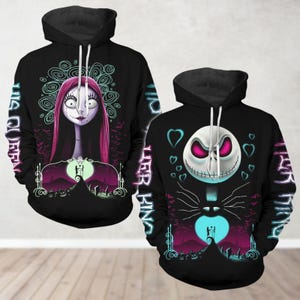 Custom Jack And Sally Hoodies For Couples, Disney Matching Couple Outfits, His And Her Hoodie, Valentines Day Shirt Gift For Her Him