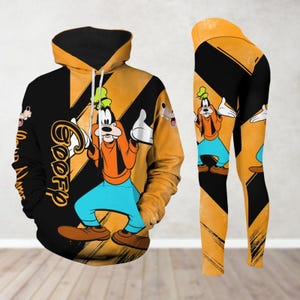 Sudadera con capucha y leggings personalizados de Goofy, camiseta de personaje de Disney, regalo para amantes de Goofy, sudadera con capucha de perro Goofy para mujeres y hombres, camiseta de Disney World