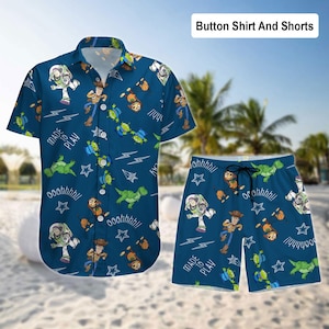 Camisa hawaiana de Toy Story, camisa Disney Woody, Buzz, Forky, Rex, Mr. Potato, camisa de verano con personajes de Toy Story, familia Disney