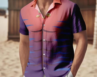 Tamatoa Moana kostuum knop shirt, heren shorts, Tamatoa Hawaiian shirt, Disney schurk cosplay outfit, Disney Moana shirt, Halloween cadeau