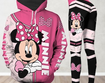 Disney Minnie Hoodie Leggings, Minnie Mouse Hoodie, Cartoon Trendy Hoodie, Minnie Womens Legging, Movie Workout Legging, Gift For Her