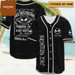 Custom Jack Skellington Baseball Jersey, Disney Jack Skellington Shirt, Jack Skellington Movie Jersey, Nightmare Before Christmas Shirt