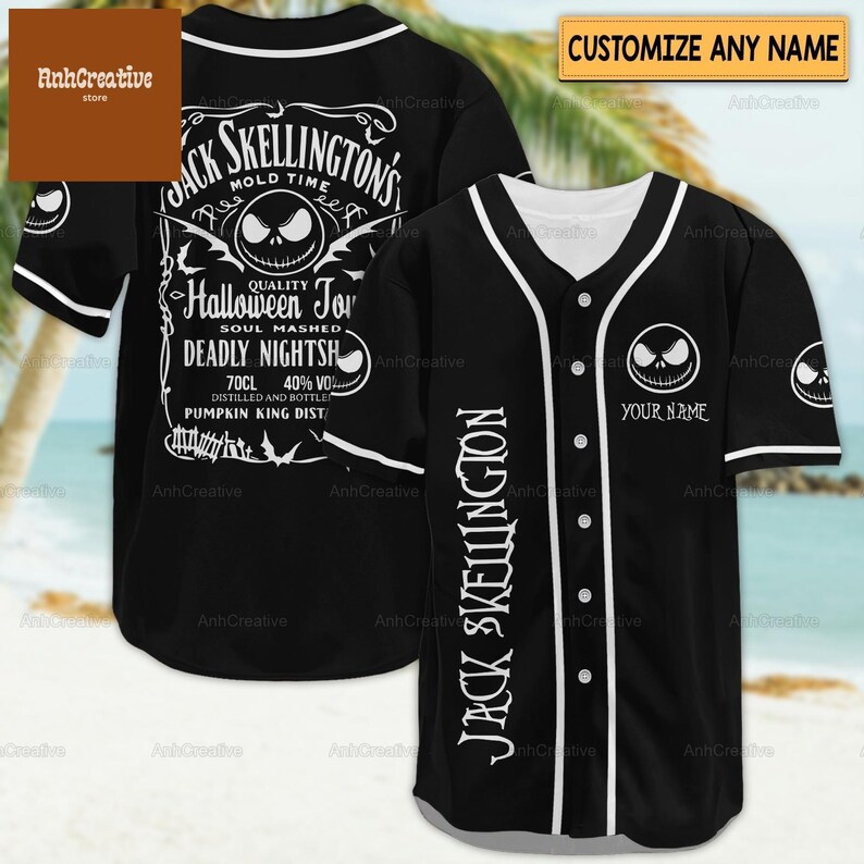 Custom Jack Skellington Baseball Jersey, Disney Jack Skellington Shirt, Jack Skellington Movie Jersey, Nightmare Before Christmas Shirt