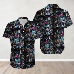 Halloween Haunted Mansion Button Shirt, Hitchhiking Ghosts Hawaiian Shirt, Foolish Mortals Shirt, Spooky Season Shirt, Summer Shirt